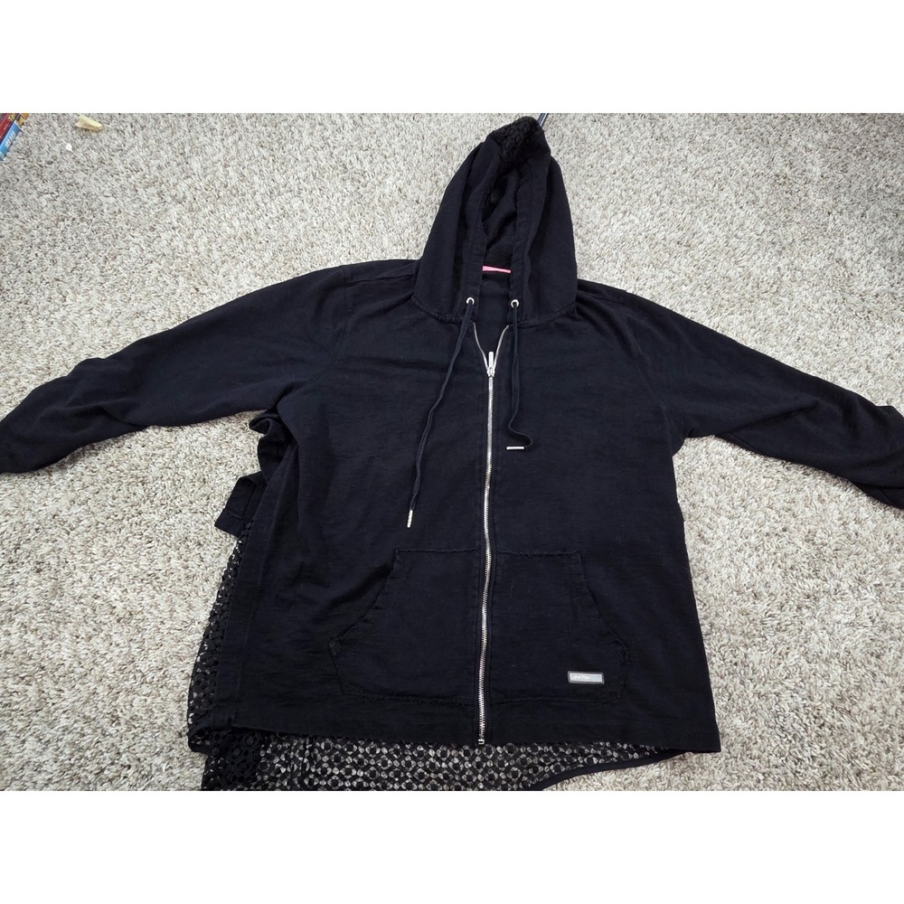 Calvin‎ Klein Performance Hoodie Womens 2X Black Full Zip Quick Dry Lace Back